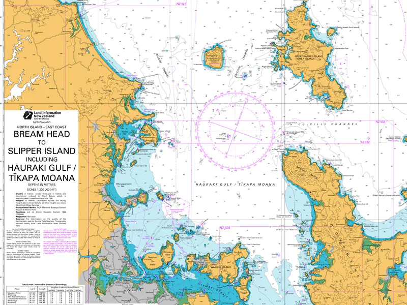 Coming this spring: Hauraki Gulf eco sailing 1 Nautical chart of the Hauraki Gulf