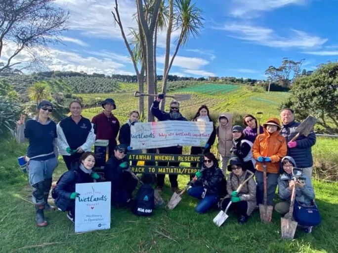 120 trees donated by Terra and Tide to Love our Wetlands Waiheke 3 Tree planting group Education NZ 3