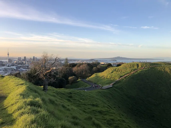 View over Auckland NZ from the summit of Maungawhau/Mt Eden